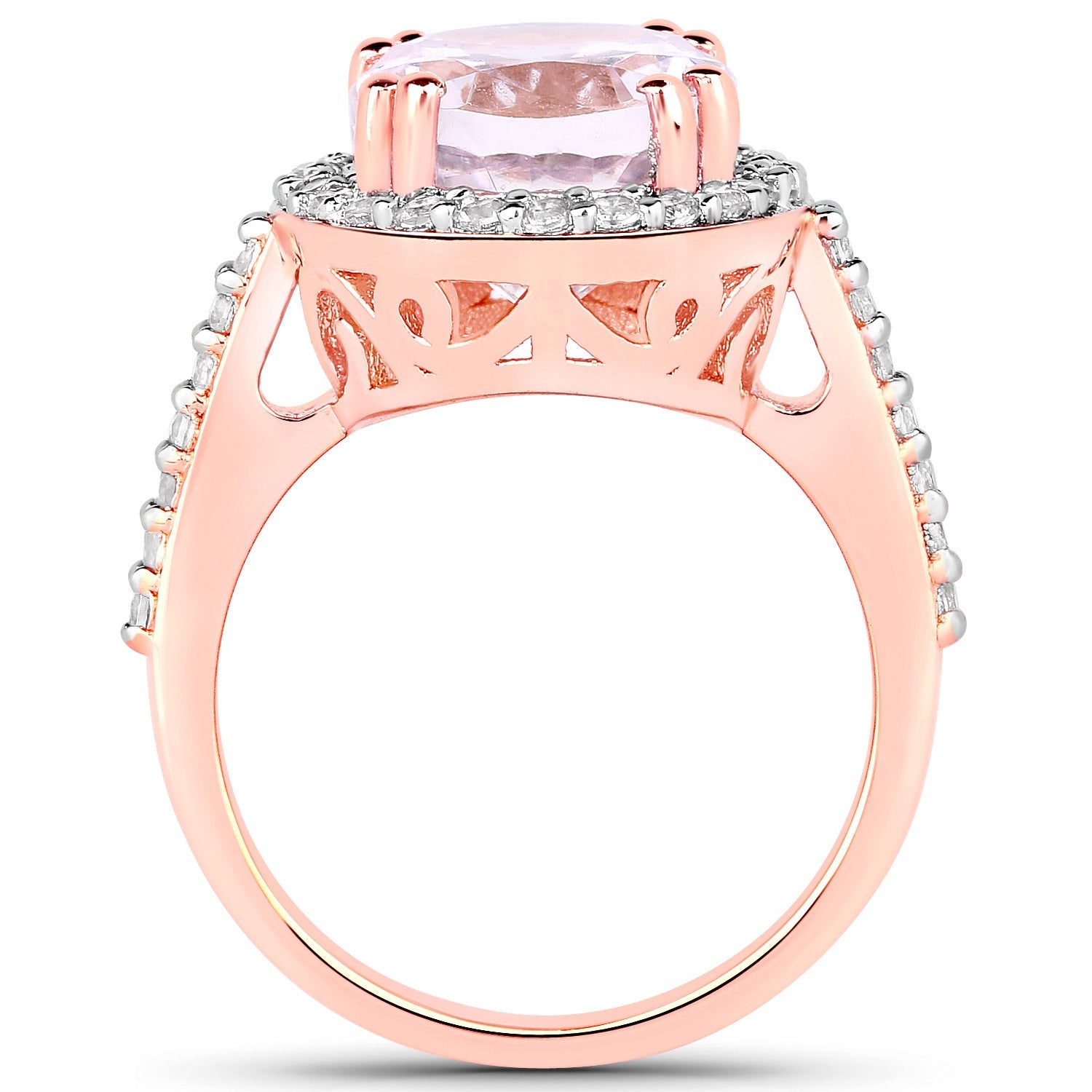 6.94 Carat Genuine Kunzite and White Topaz .925 Sterling Silver Ring by Bids.com