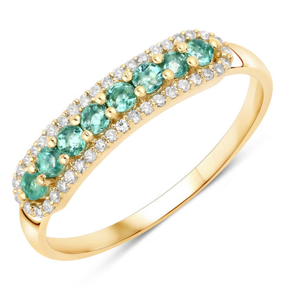 0.35 Carat Genuine Zambian Emerald and White Diamond 14K Yellow Gold Ring by Bids.com
