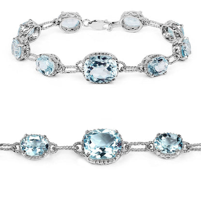 20.70 Carat Genuine Blue Topaz .925 Sterling Silver Bracelet  DestGlow