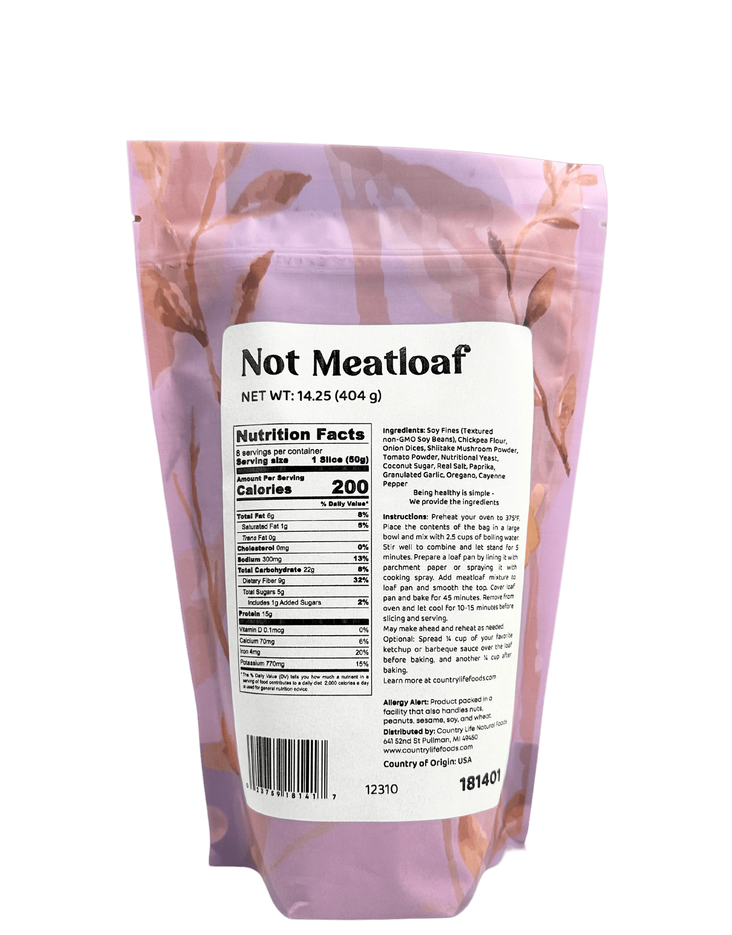 Not Meatloaf by Country Life Natural Foods