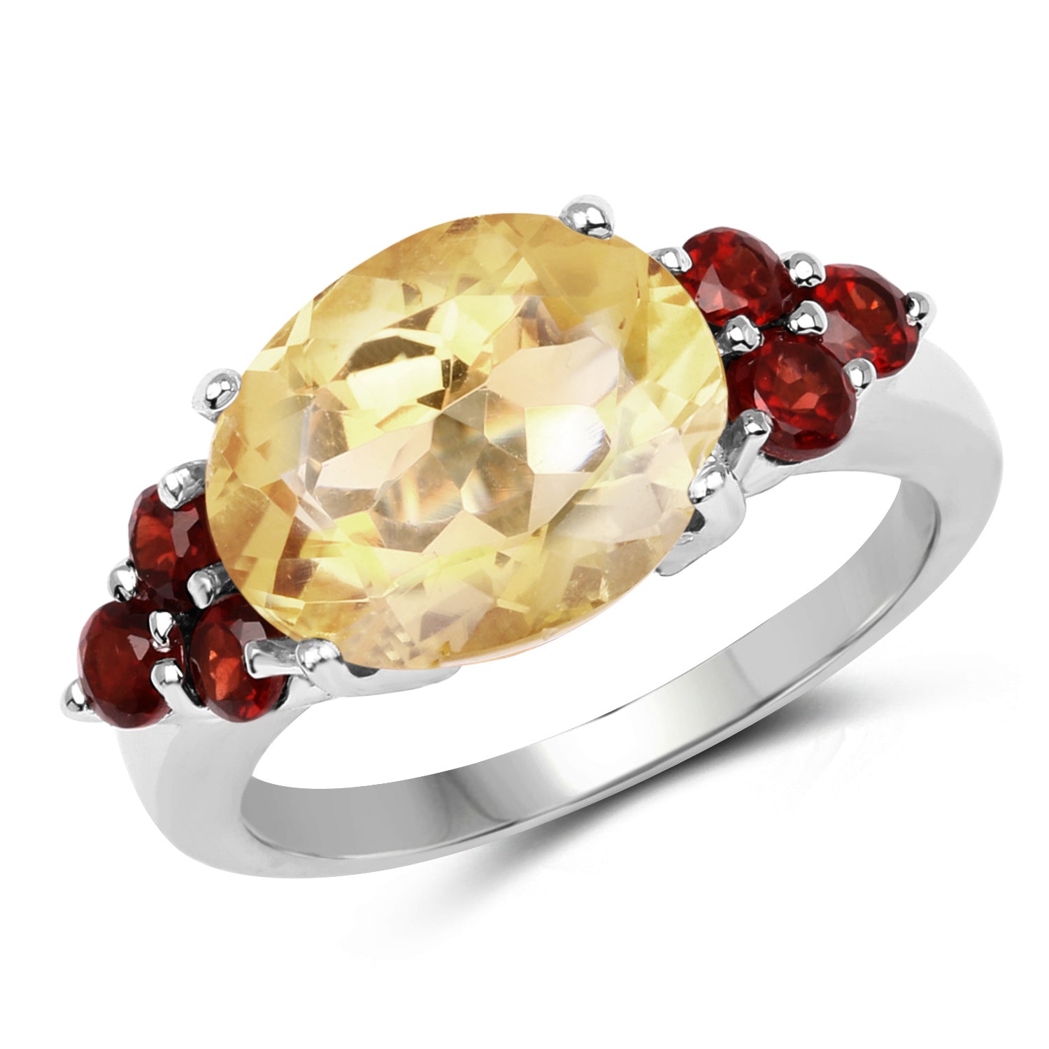 5.52 Carat Genuine Citrine and Garnet .925 Sterling Silver Ring  DestGlow