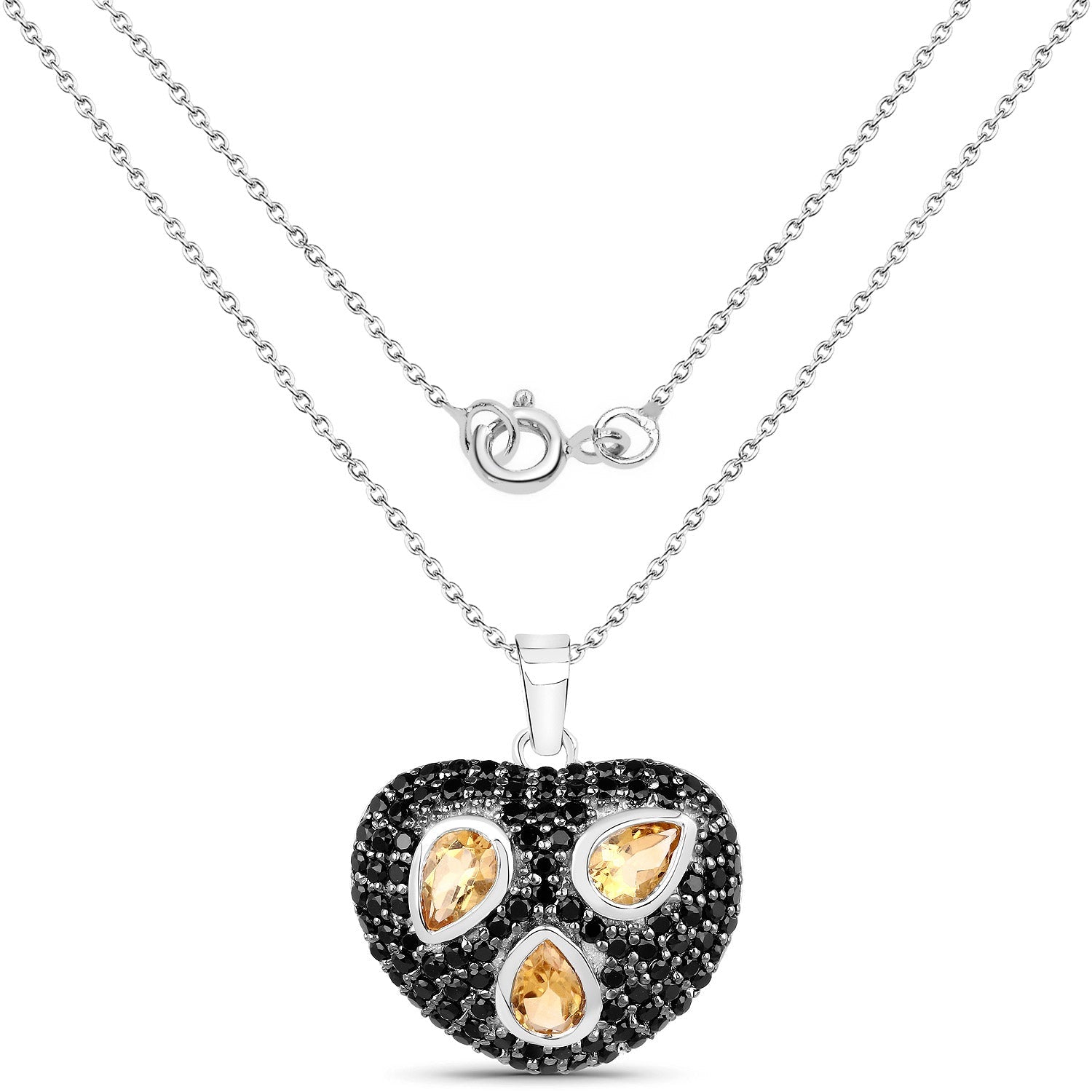 3.19 Carat Genuine Citrine and Black Spinel .925 Sterling Silver Pendant by Bids.com