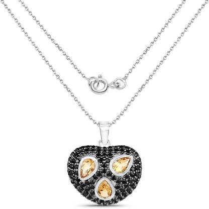 3.19 Carat Genuine Citrine and Black Spinel .925 Sterling Silver Pendant by Bids.com