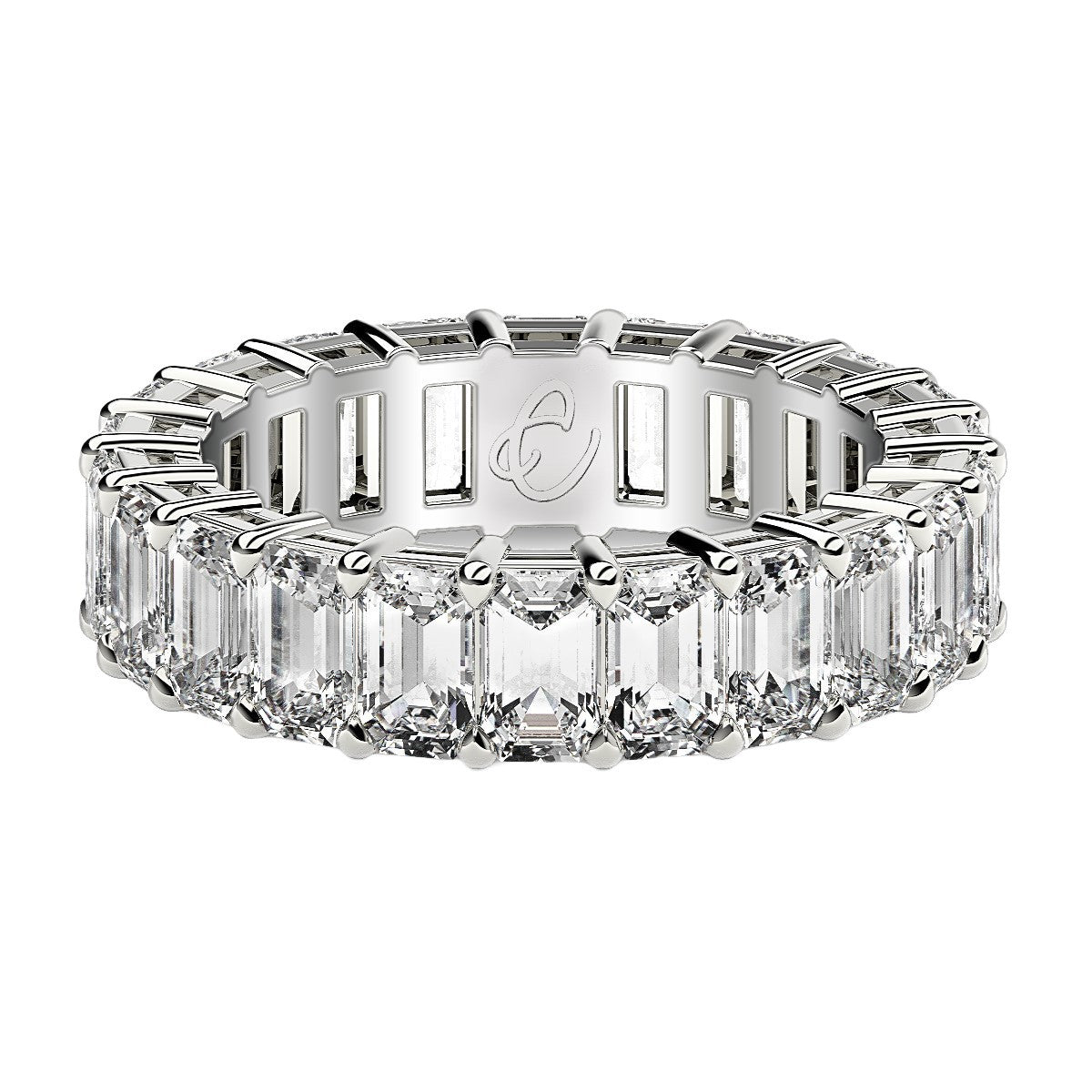 Emerald Cut Lab Grown Diamond Eternity Ring in 14k White Gold (6 cttw FG/VS2) by Bids.com