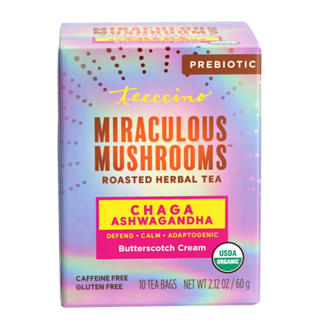 Chaga Ashwagandha Butterscotch Cream Mushroom Herbal Tea  DestGlow