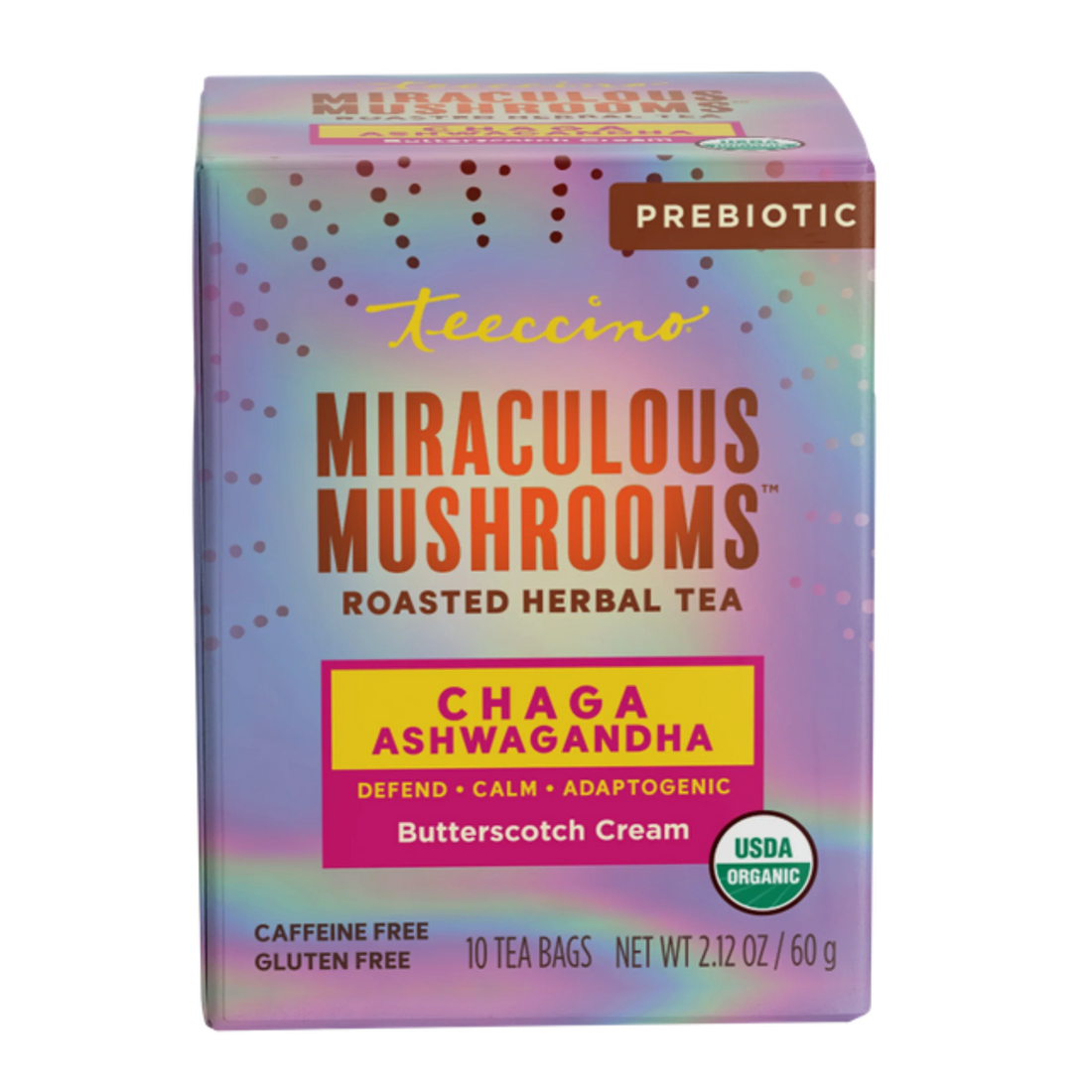 Chaga Ashwagandha Butterscotch Cream Mushroom Herbal Tea  DestGlow