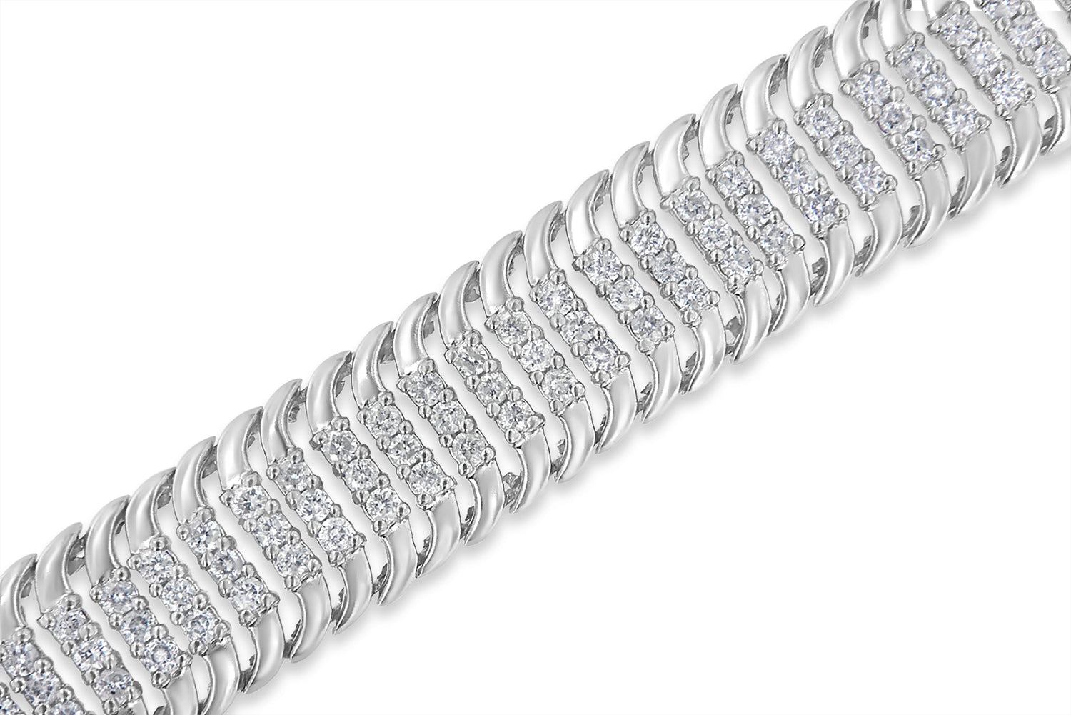 14K White Gold 5.0 Cttw Round Brilliant Cut Diamond 7" S Wave Serpentine Tennis Bracelet (H-I Color, I1-I2 Clarity) by Bids.com
