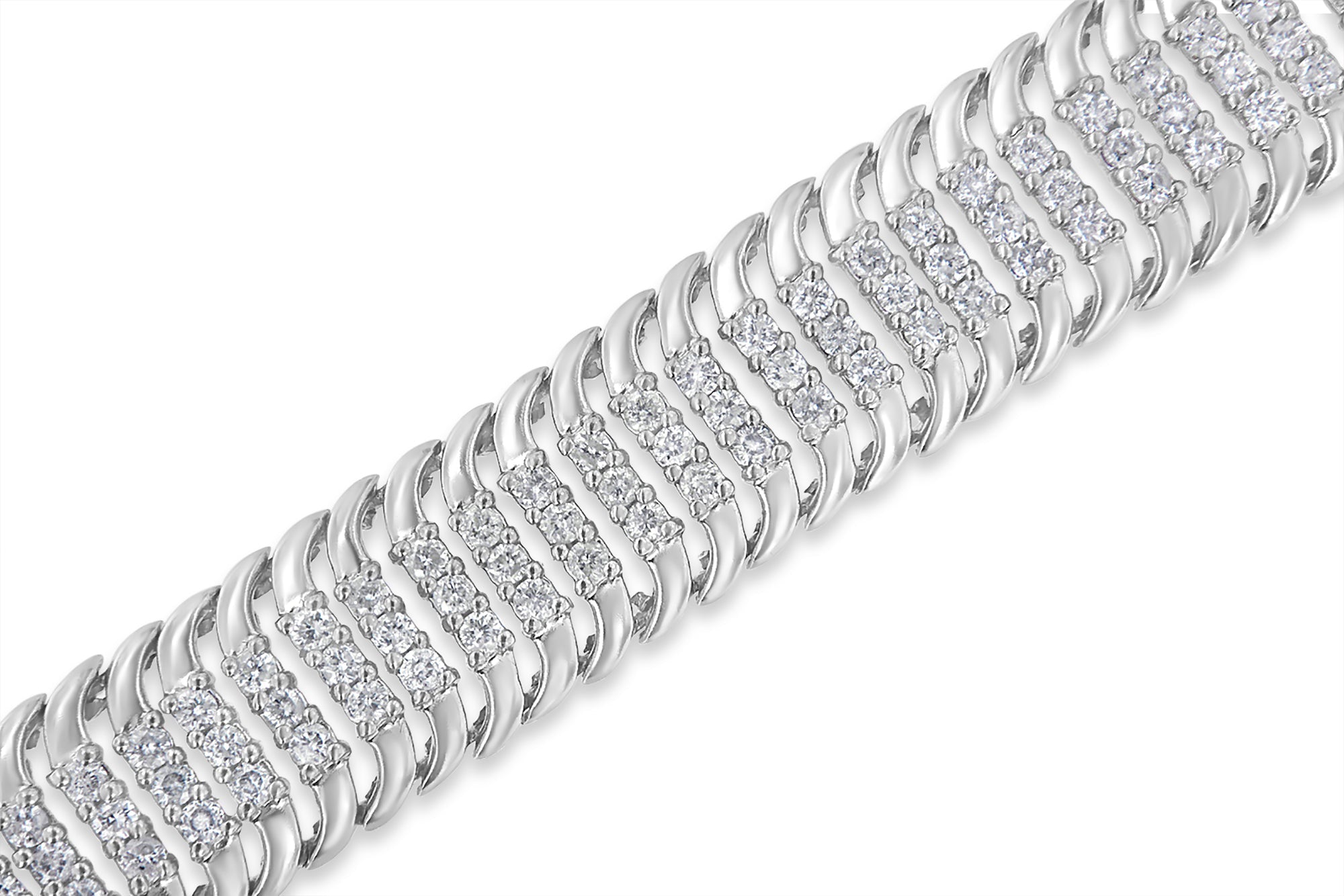 14K White Gold 5.0 Cttw Round Brilliant Cut Diamond 7" S Wave Serpentine Tennis Bracelet (H-I Color, I1-I2 Clarity) by Bids.com
