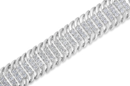 14K White Gold 5.0 Cttw Round Brilliant Cut Diamond 7" S Wave Serpentine Tennis Bracelet (H-I Color, I1-I2 Clarity) by Bids.com