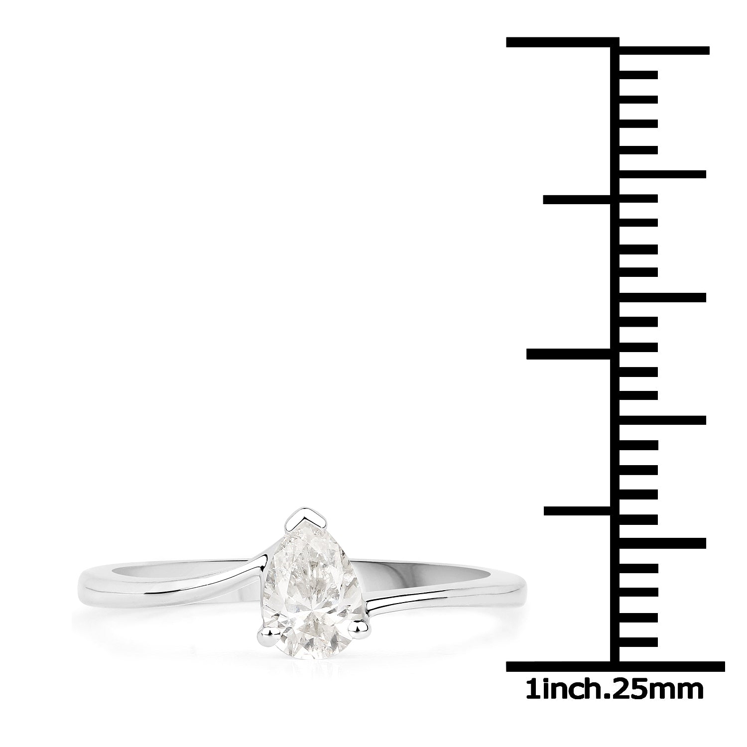 14K White Gold 0.50 Carat Genuine White Diamond Ring by Bids.com