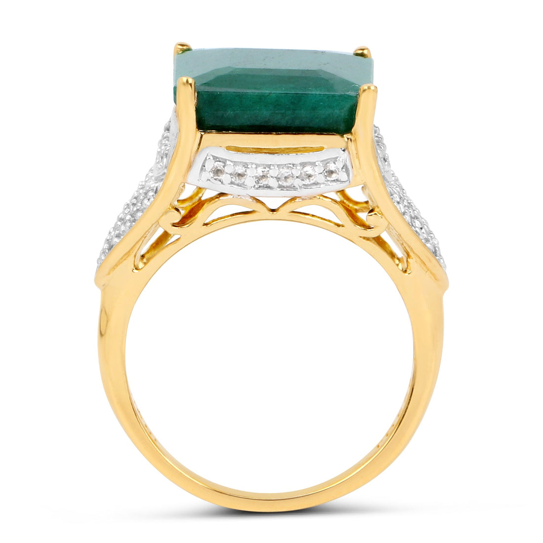 8.70 Carat Dyed Emerald and White Topaz .925 Sterling Silver Ring by Bids.com