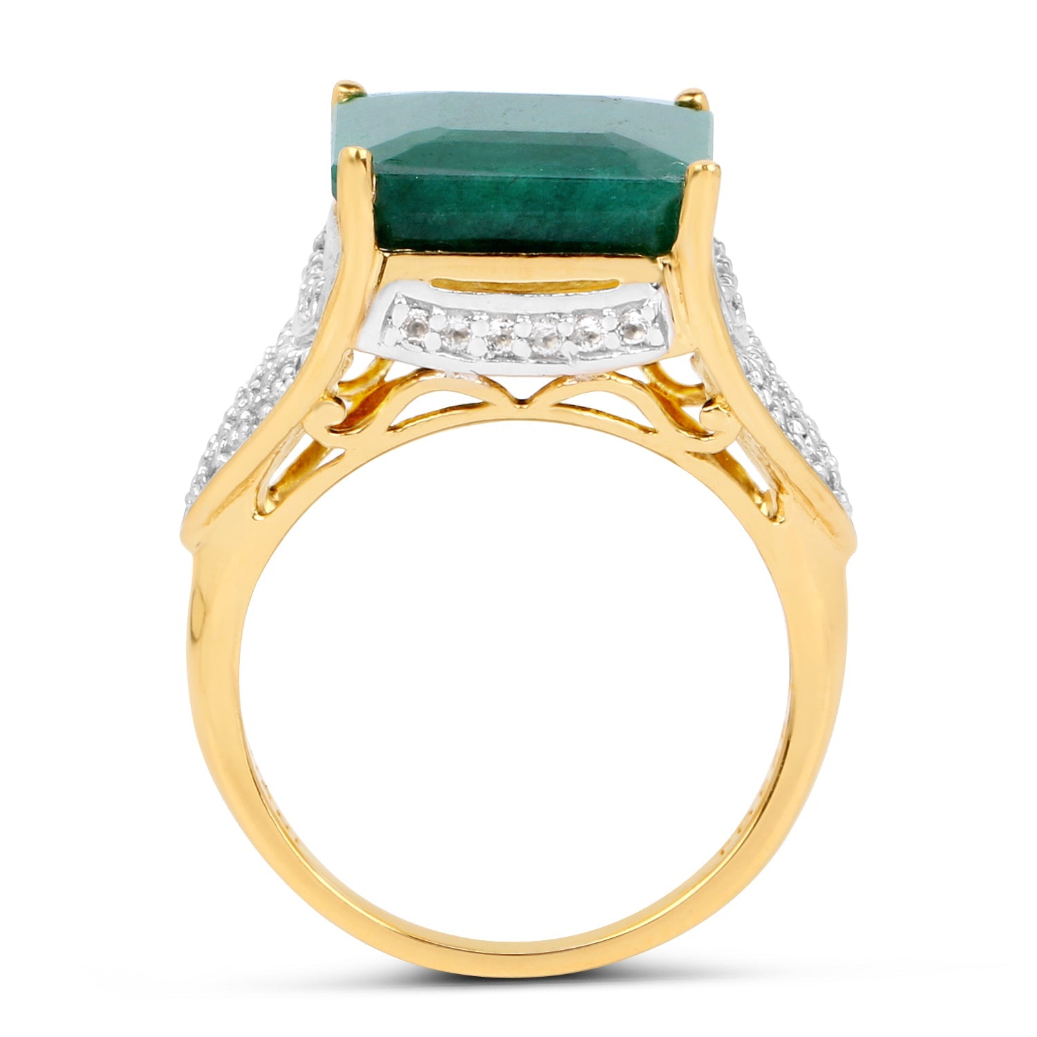 8.70 Carat Dyed Emerald and White Topaz .925 Sterling Silver Ring by Bids.com