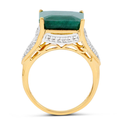 8.70 Carat Dyed Emerald and White Topaz .925 Sterling Silver Ring by Bids.com