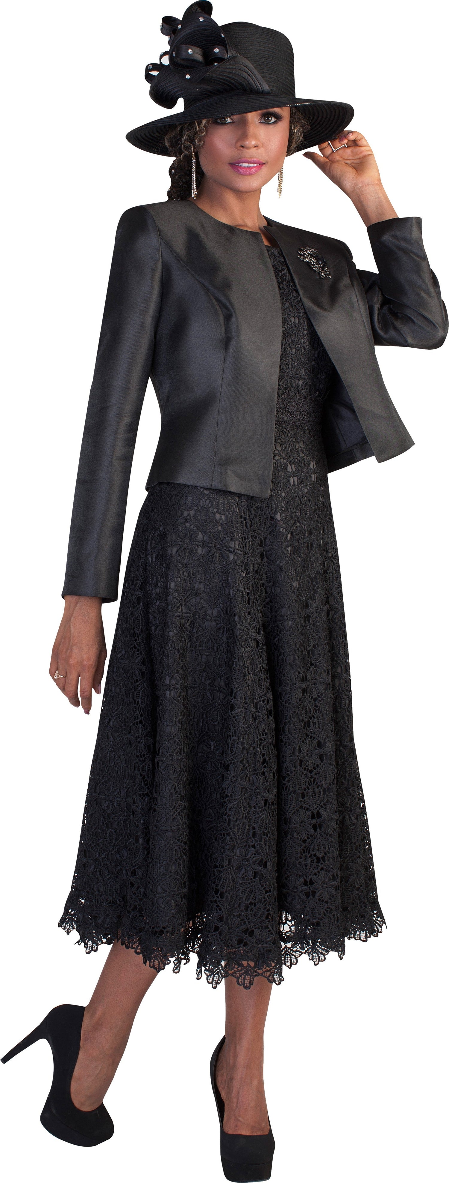 Plus Size Lace Church Dress with Satin Jacket -4529W by Tally Taylor