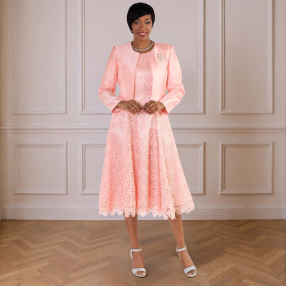 Lace Church Dress with Satin Jacket Set- 4529 by Tally Taylor