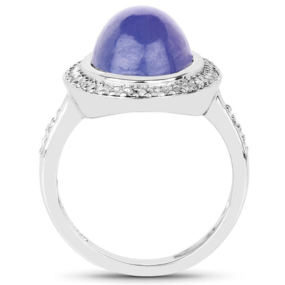 8.26 Carat Genuine Tanzanite &amp; White Topaz .925 Sterling Silver Ring by Bids.com