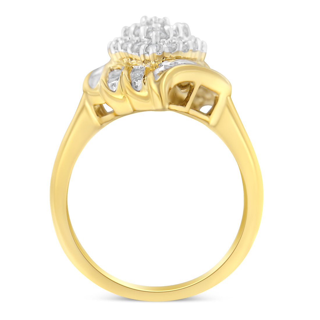 10K Yellow Gold Plated .925 Sterling Silver Diamond Cocktail Ring (3/4 Cttw, I-J Color, I2-I3 Clarity) - Size 6 by Bids.com