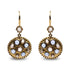 18K Yellow Gold 1 2/3 Cttw Diamond and Blue Sapphire Bezel Set Gemstone Cluster Medallion Dangle Earrings (Brown and G-H Color, SI1-SI2 Clarity) by Bids.com