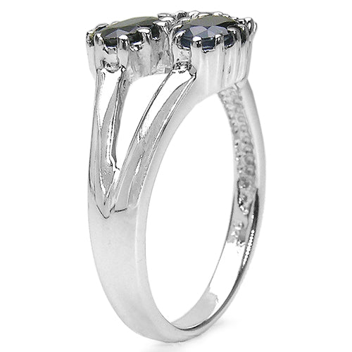 1.44 Carat Genuine Blue Sapphire .925 Sterling Silver Ring  DestGlow