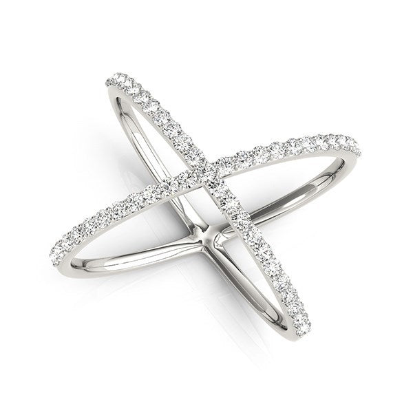 14k White Gold X Style Thin Ring with Diamonds (1/2 cttw) by Bids.com