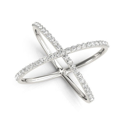 14k White Gold X Style Thin Ring with Diamonds (1/2 cttw) by Bids.com
