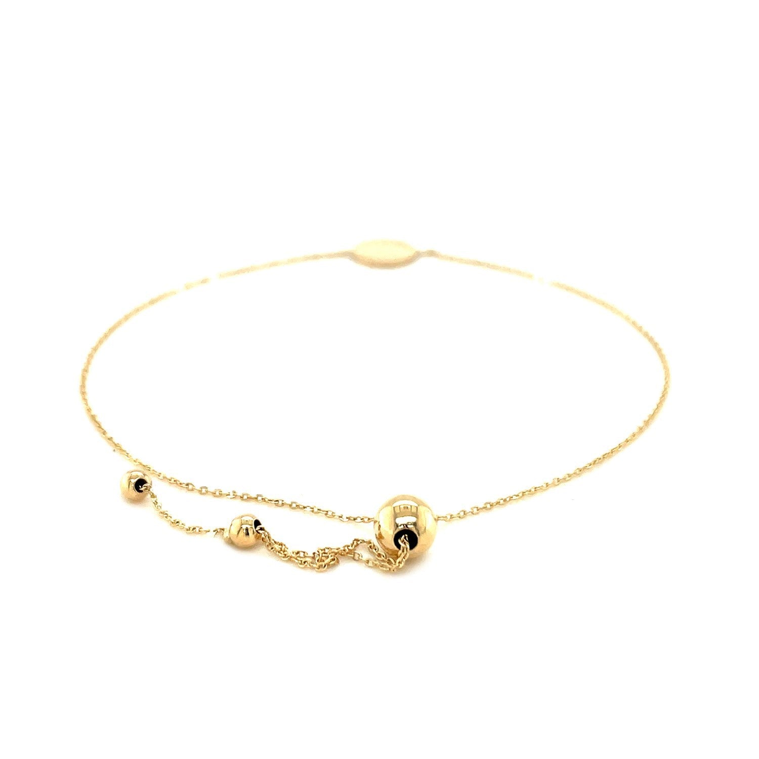 Adjustable Bracelet with Shiny Circle in 14k Yellow Gold by Bids.com