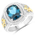 3.59 Carat Genuine London Blue Topaz and White Diamond 14K Yellow Gold with .925 Sterling Silver Ring by Bids.com