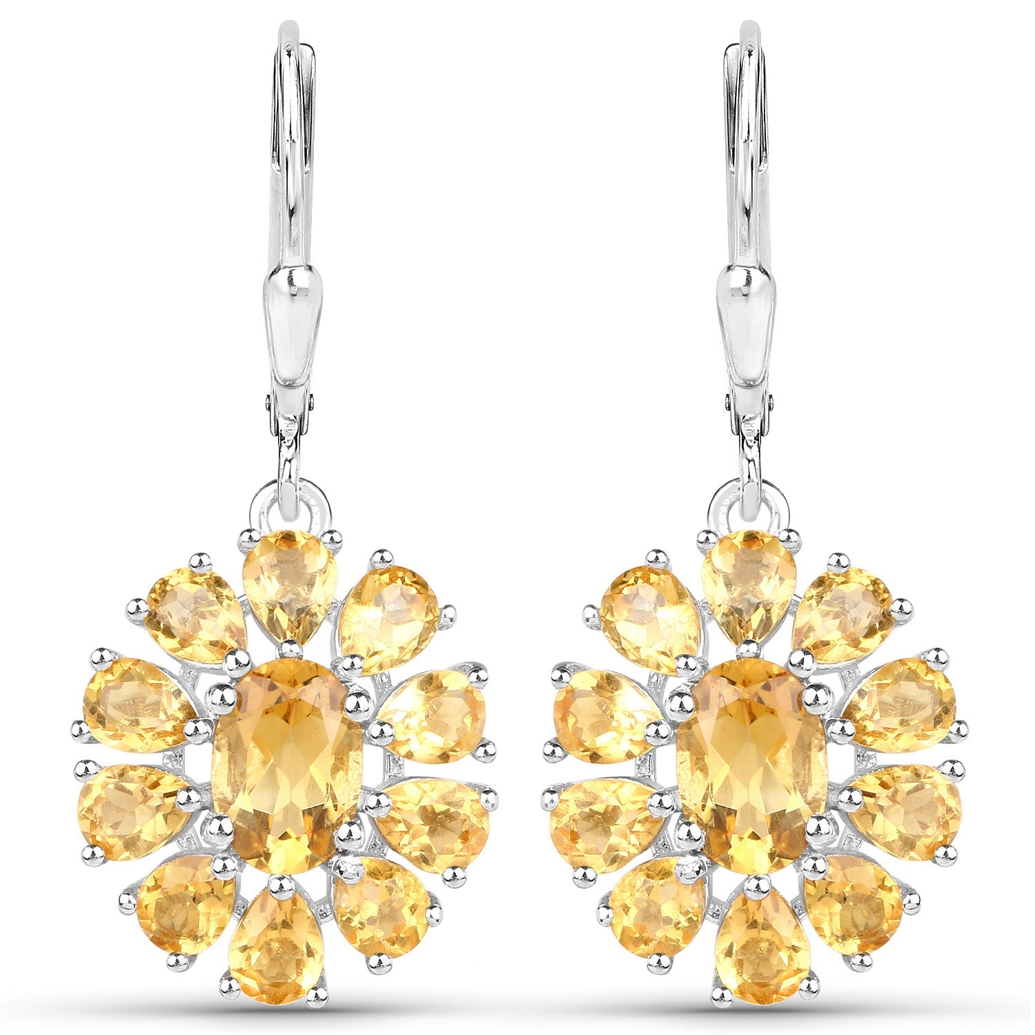12.24 Carat Genuine Citrine and White Topaz .925 Sterling Silver 3 Piece Jewelry Set (Ring, Earrings, and Pendant w/ Chain) by Bids.com