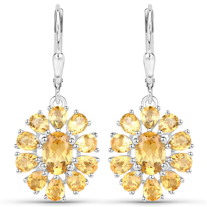 12.24 Carat Genuine Citrine and White Topaz .925 Sterling Silver 3 Piece Jewelry Set (Ring, Earrings, and Pendant w/ Chain) by Bids.com