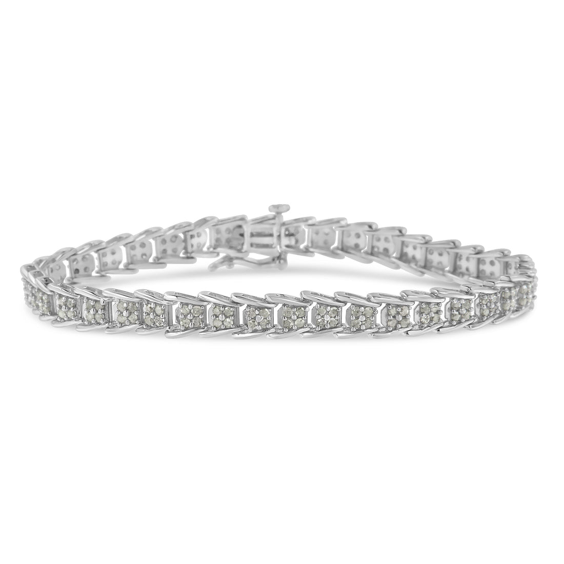 10k White Gold 2 cttw Diamond Fan-Shaped Link Tennis Bracelet (I-J Clarity, I3 Color) - Size 7.25" by Bids.com