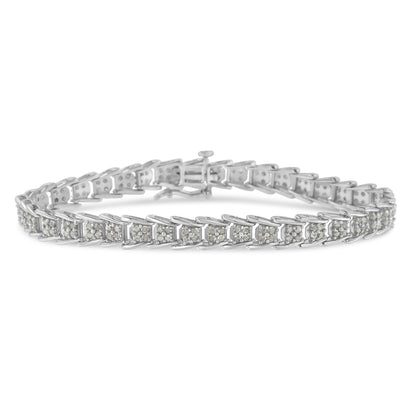 10k White Gold 2 cttw Diamond Fan-Shaped Link Tennis Bracelet (I-J Clarity, I3 Color) - Size 7.25" by Bids.com