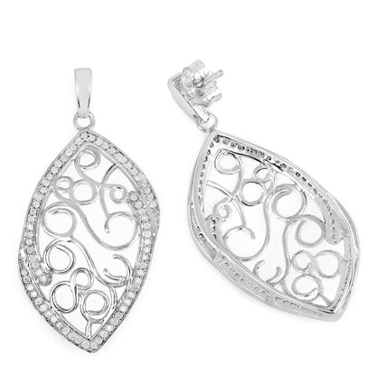 0.73 Carat Genuine White Diamond .925 Sterling Silver Earrings by Bids.com
