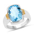 Two Tone Plated 6.93 Carat Genuine Blue Topaz & White Topaz .925 Sterling Silver Ring  DestGlow