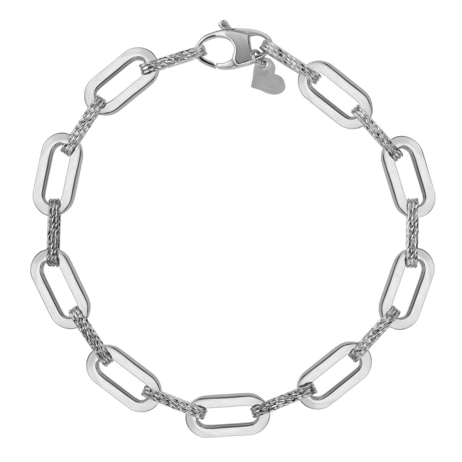 14k White Gold Diamante Paperclip Chain Bracelet (7.00 mm) by Bids.com