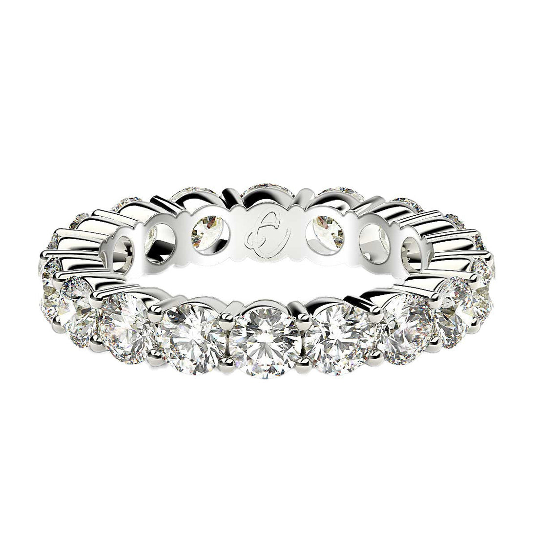 Round Cut Lab Grown Diamond Eternity Ring in 14k White Gold (2 cttw FG/VS2)  DestGlow