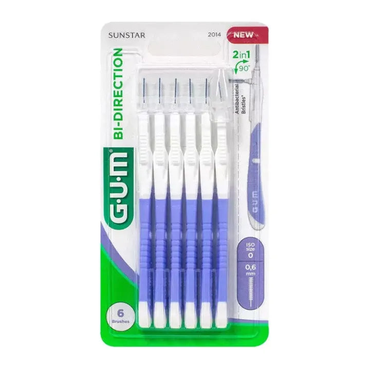 GUM Bi-Direction Interdental Brush Size 2 - 0.9mm x6 by Pasteur Pharmacy