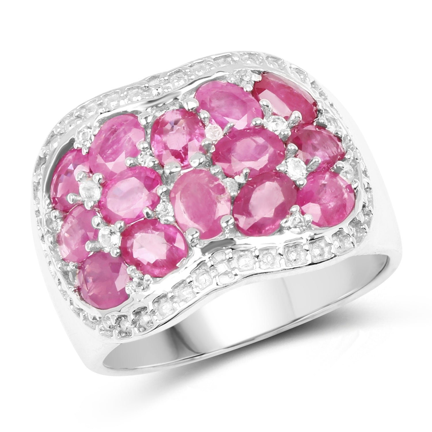 3.04 Carat Genuine Ruby &amp; White Topaz .925 Sterling Silver Ring by Bids.com