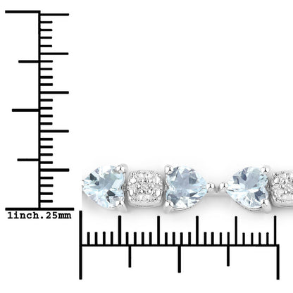 7.36 Carat Genuine Aquamarine and White Diamond .925 Sterling Silver Bracelet by Bids.com