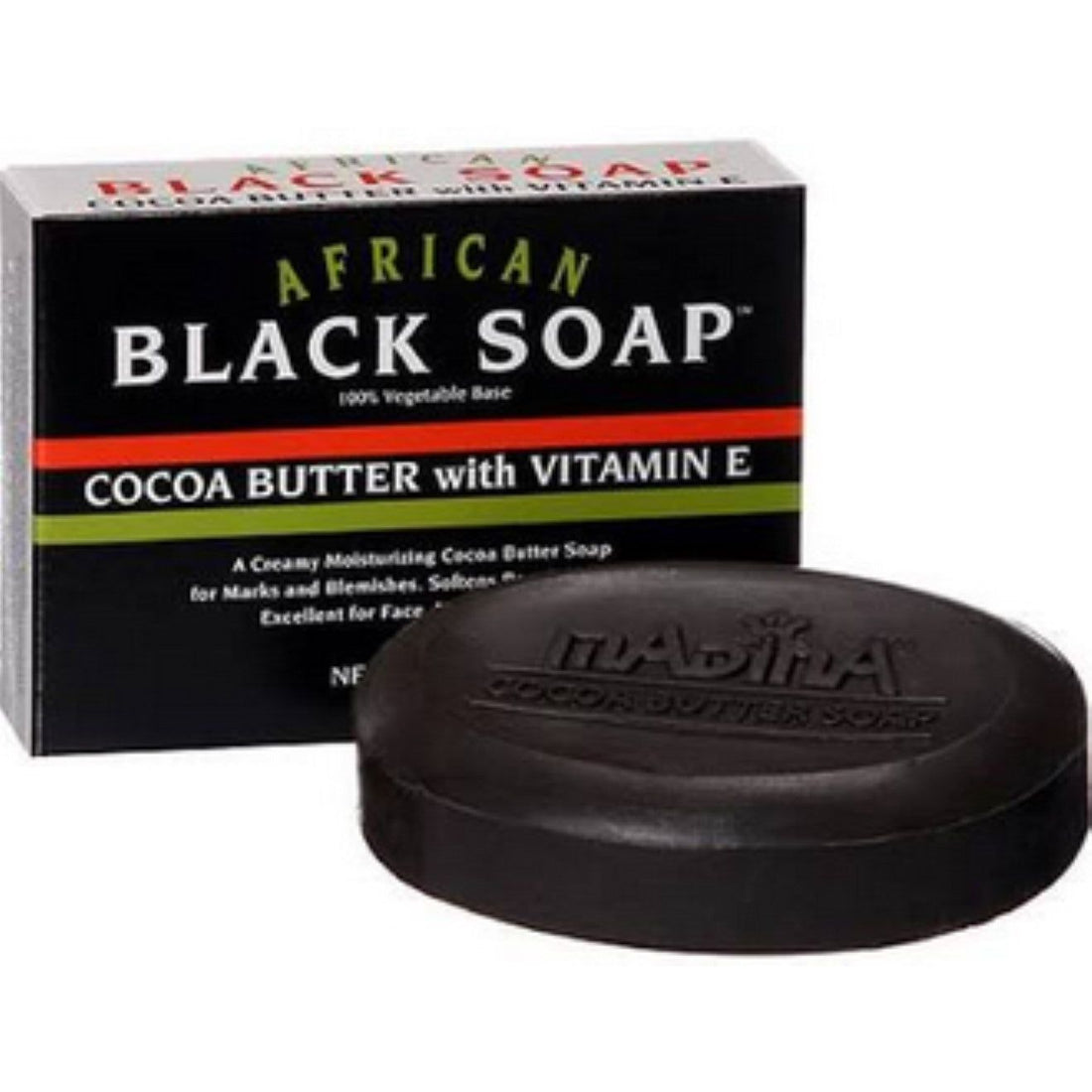 Madina African Black Soap Cocoa Butter With Vitamin E 3.5 Oz 