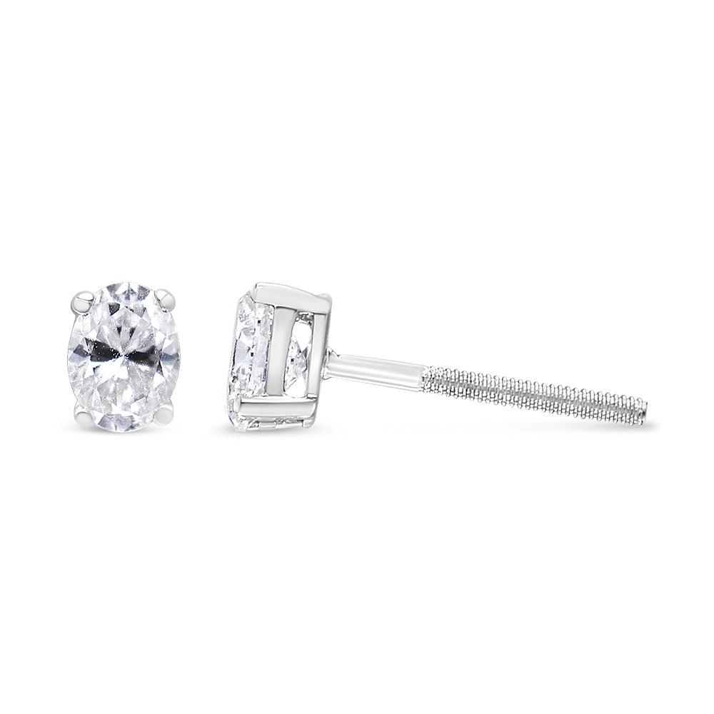14K White Gold 1.00 Cttw Lab Grown Oval Solitaire Diamond Stud Earrings (F-G Color, VS2-SI1 Clarity) by Bids.com