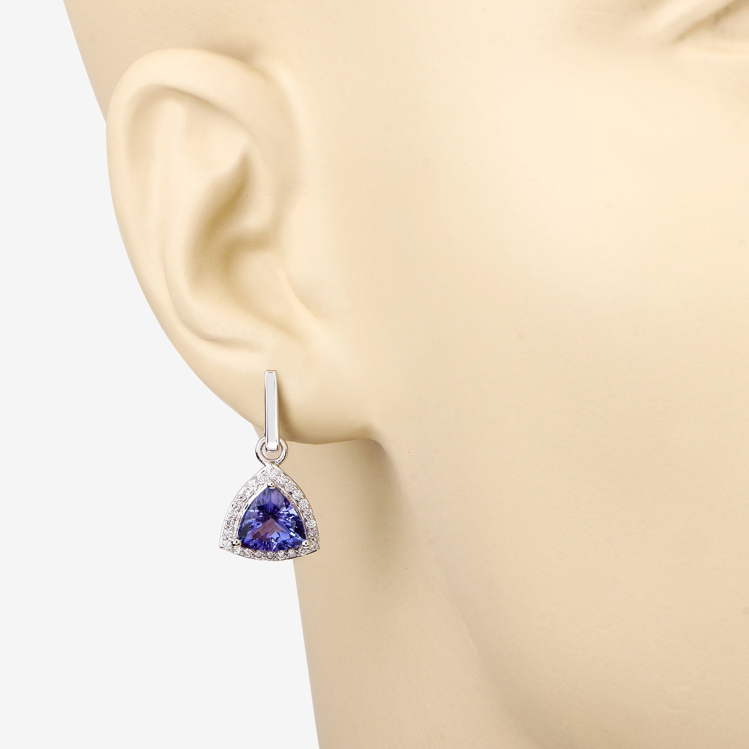 3.86 Carat Genuine Tanzanite and White Diamond 14K White Gold Earrings by Bids.com