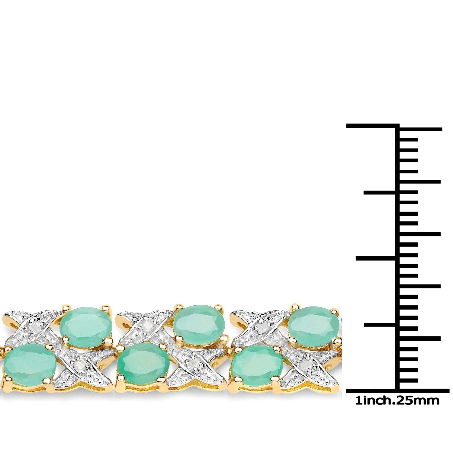 14K Yellow Gold Plated 10.37 Carat Genuine Emerald and White Diamond .925 Sterling Silver Bracelet  DestGlow
