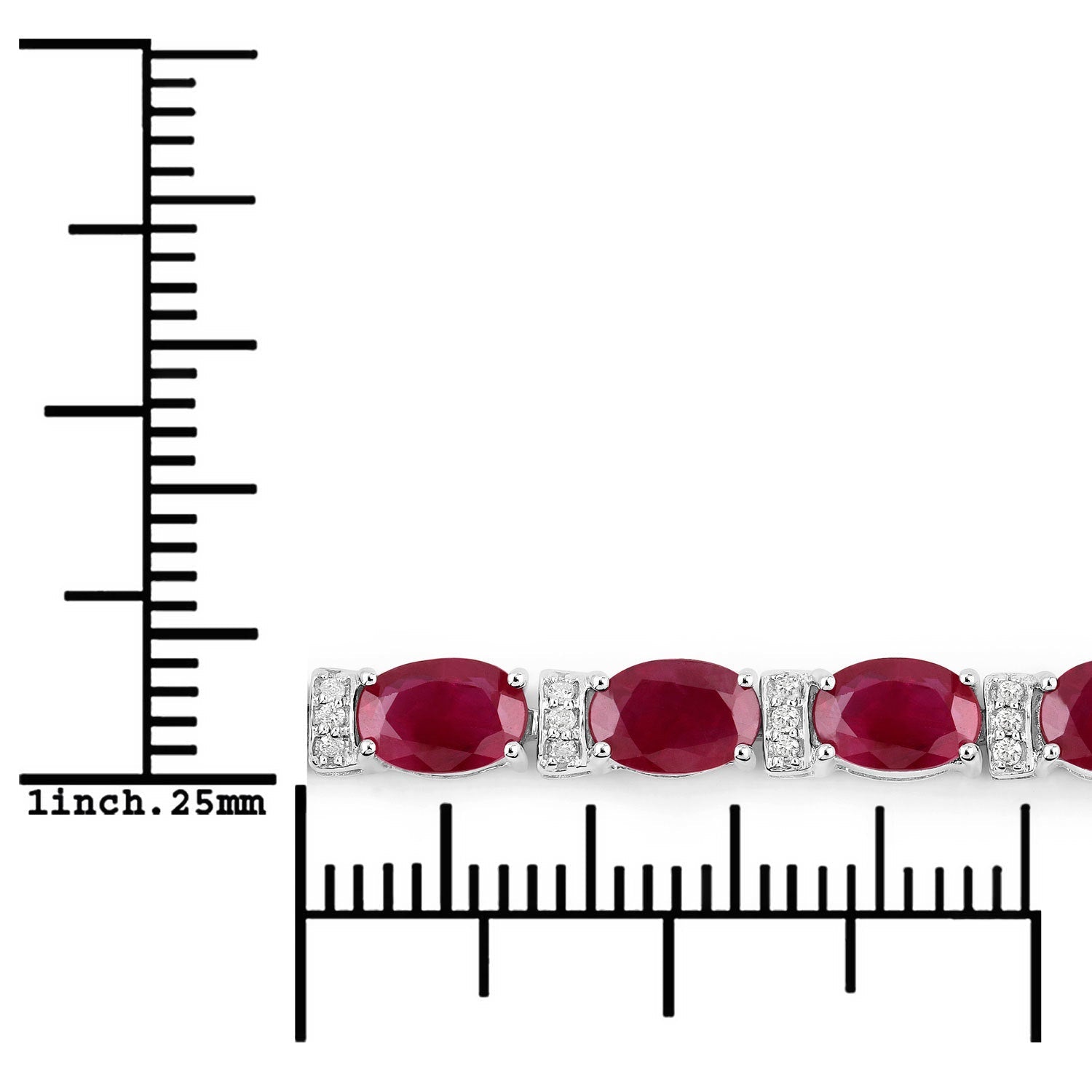 11.67 Carat Genuine Ruby and White Diamond 14K White Gold Bracelet  DestGlow