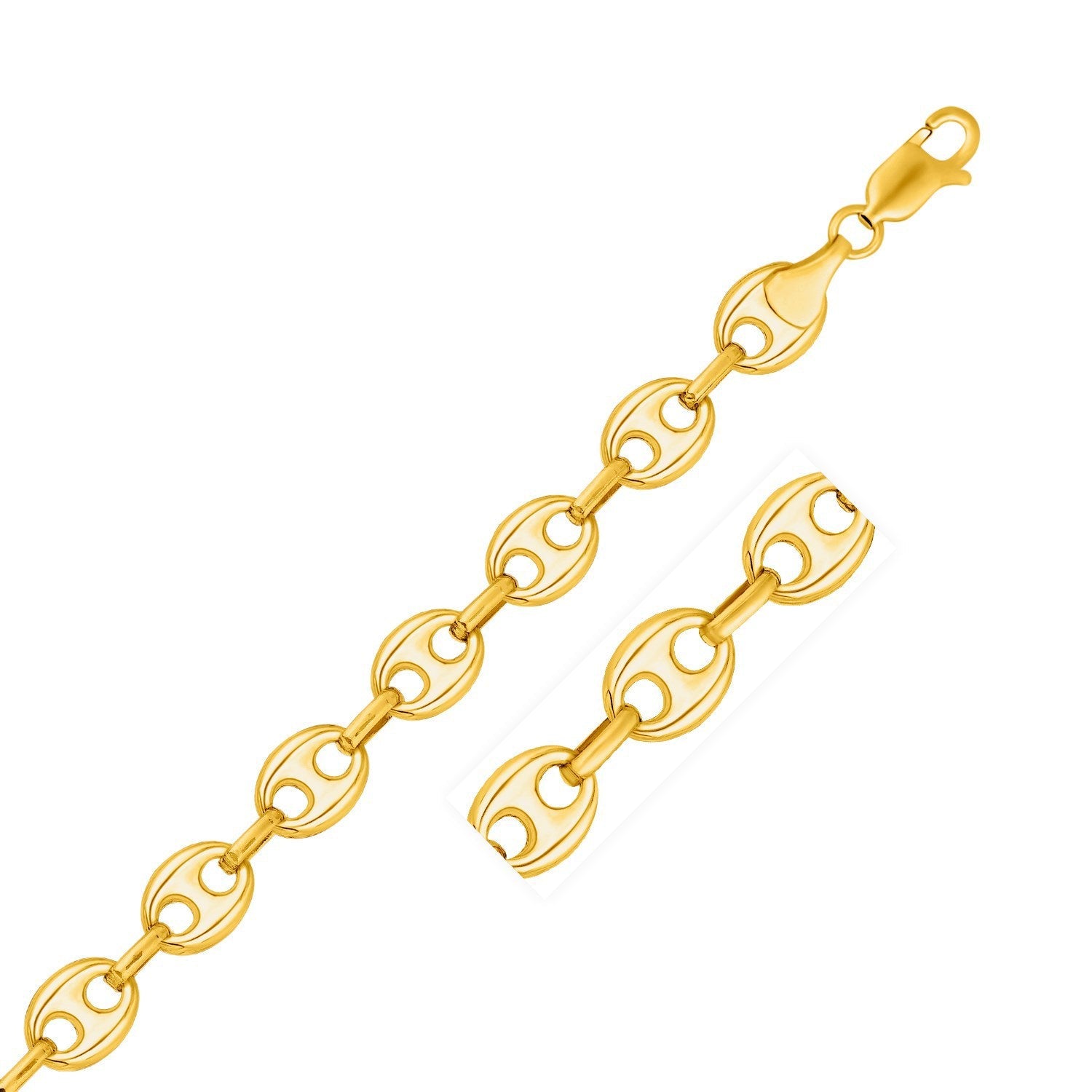 11.0mm 14k Yellow Gold Puffed Mariner Link Chain by Bids.com