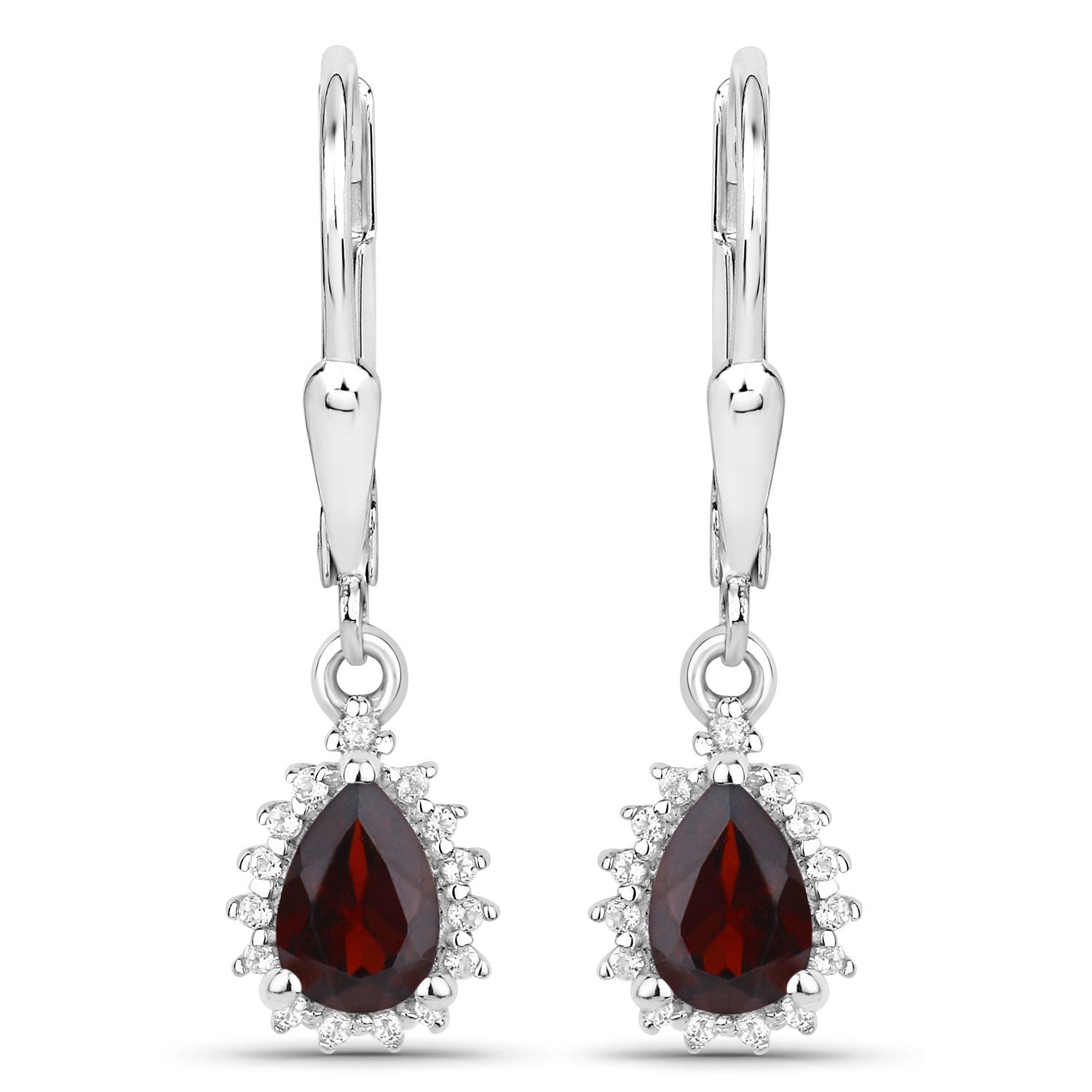 1.88 Carat Genuine Garnet and White Topaz .925 Sterling Silver Jewelry Set  DestGlow