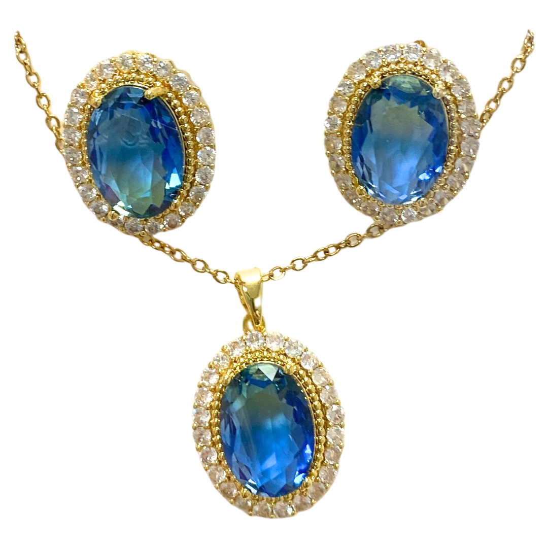 Floral &amp; Gemstone Necklace and Earrings Set – Multiple Styles by Farmacias Savia