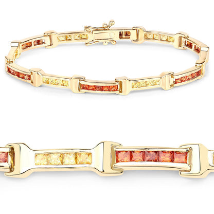 6.48 Carat Genuine Orange Sapphire and Yellow Sapphire .925 Sterling Silver Bracelet by Bids.com