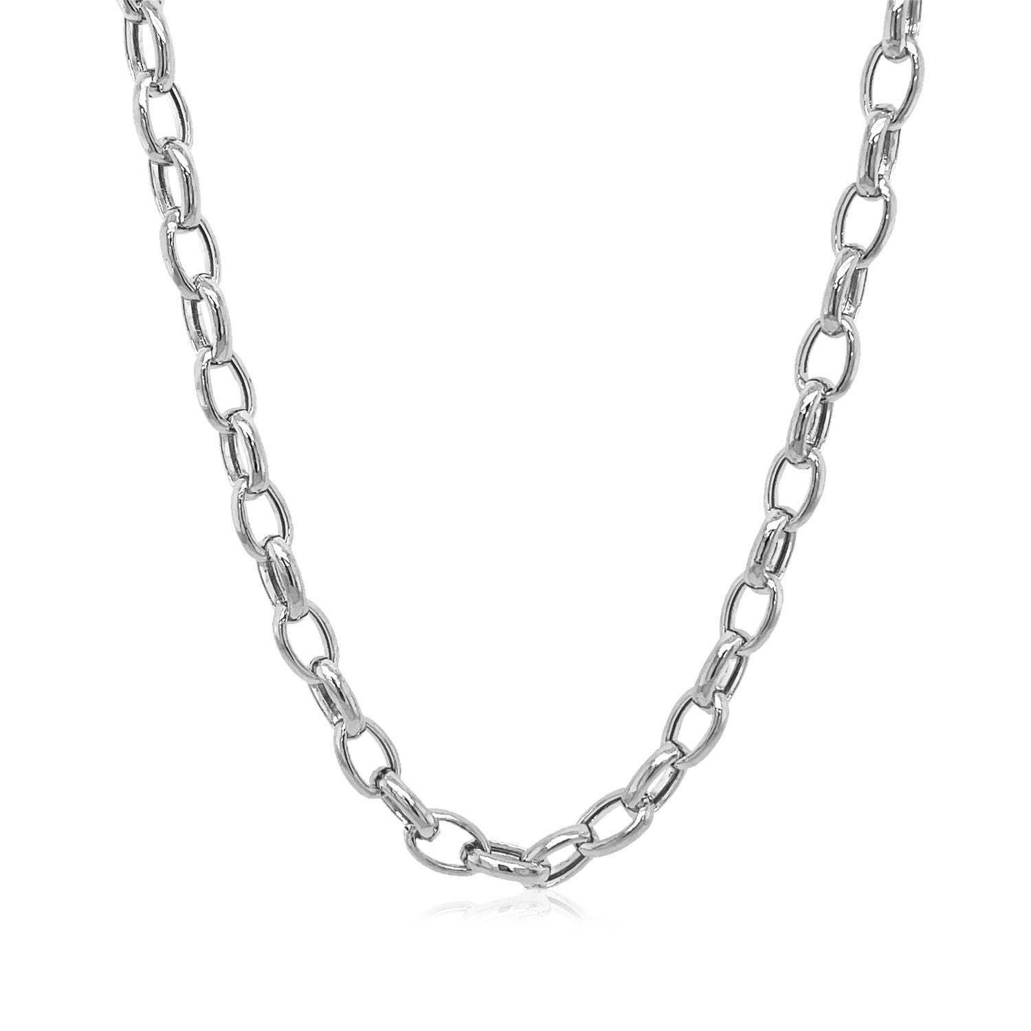 4.6mm 14k White Gold Oval Rolo Chain by Bids.com