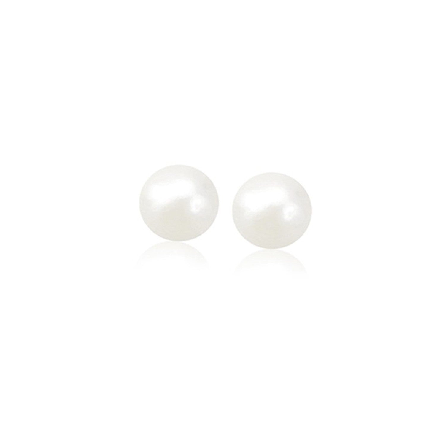 14k Yellow Gold Freshwater Cultured White Pearl Stud Earrings (6.0 mm) by Bids.com