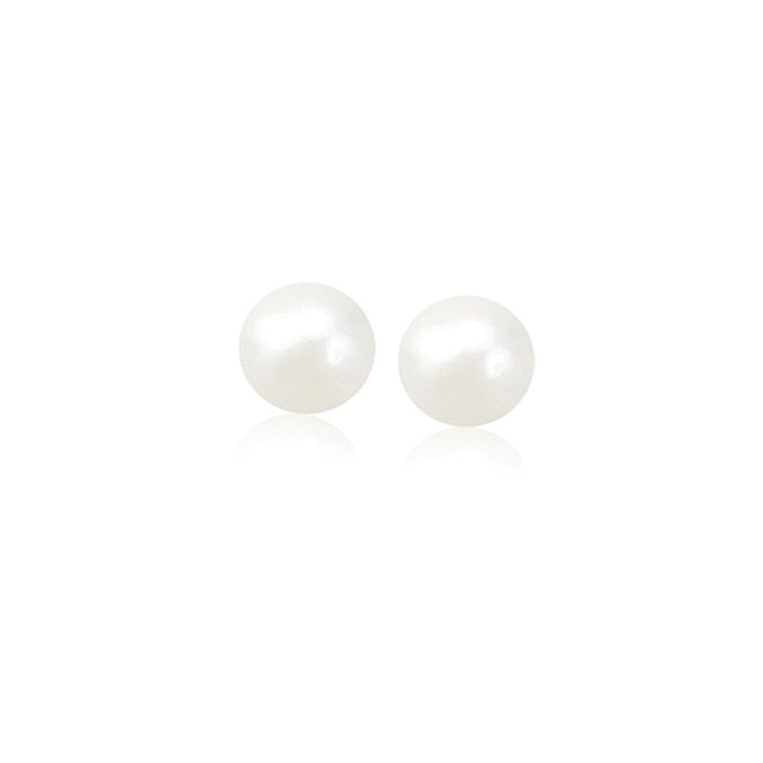 14k Yellow Gold Freshwater Cultured White Pearl Stud Earrings (6.0 mm) by Bids.com
